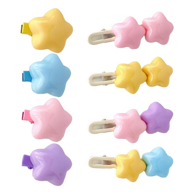 Y2k 90s Aesthetic Candy Color Star Hairpin for Woman Cute Duckbill Hair Clip