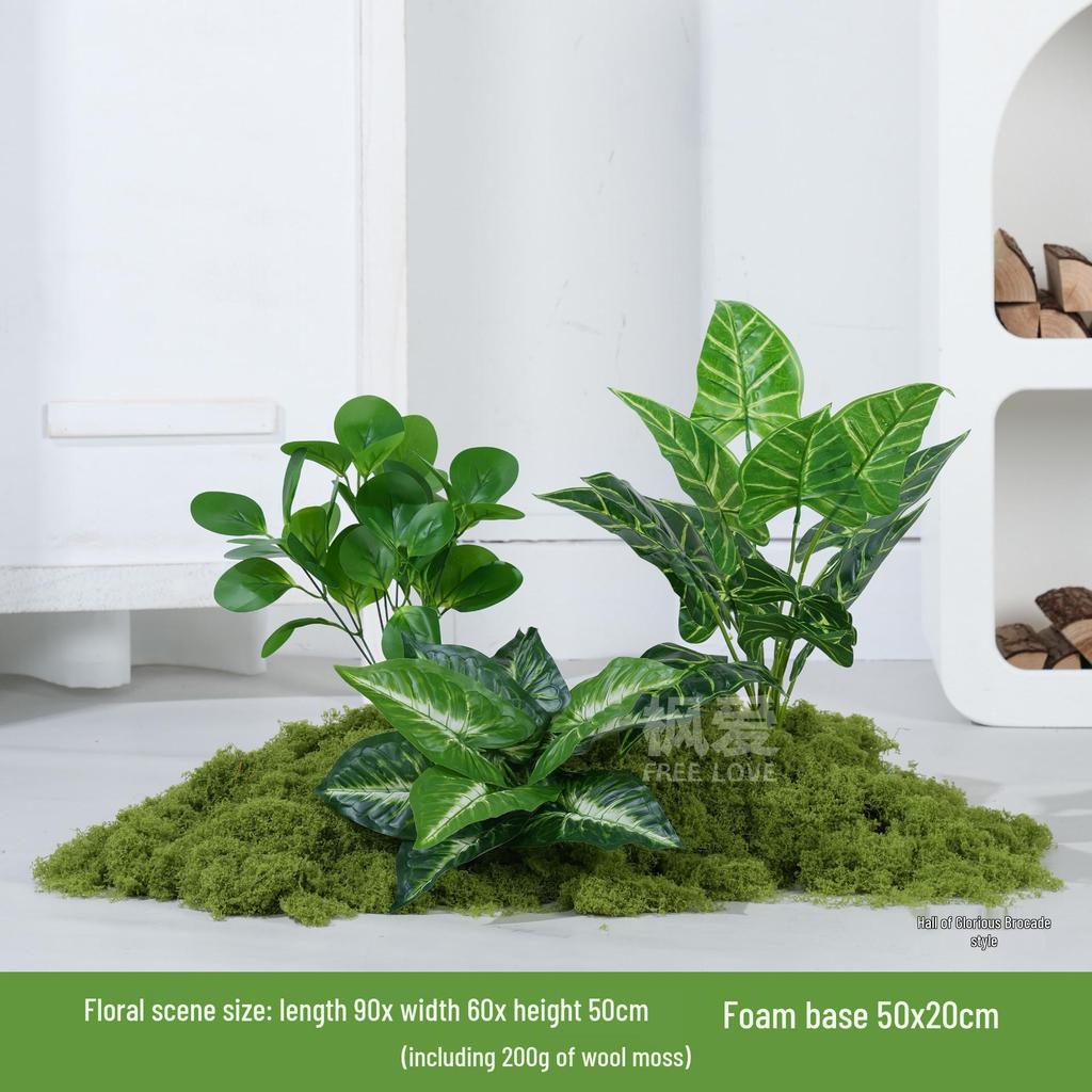 Luxury Faux Green Plant and Flower Decor - Indoor Moss and Grass Clusters for Elegant Landscaping.