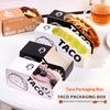 50/100Pcs Taco Paper Packaging Box Disposable Paper Holder For Sandwich Hot Dog Burger Takeaway Fast Food Restaurant Party Use