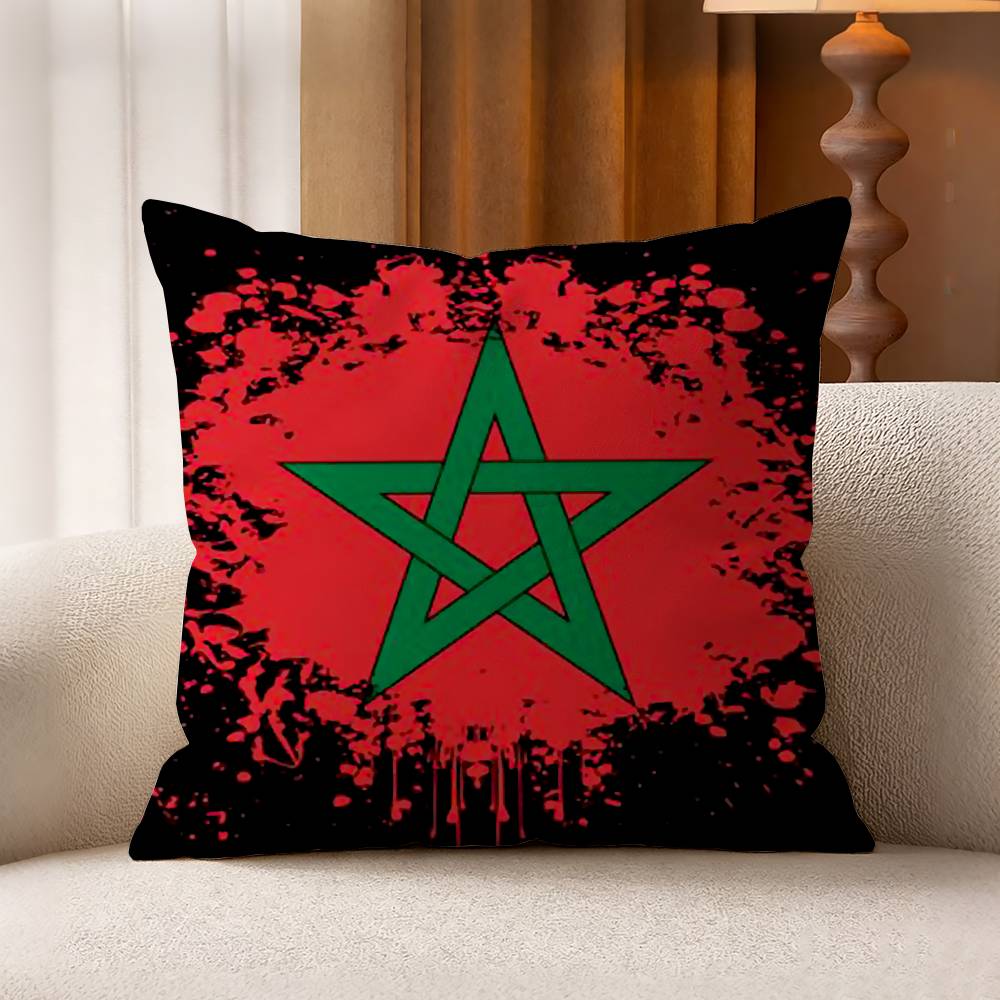 Morocco FFlag Cotton Linen Square Pillow Covers Home Decor Gifts