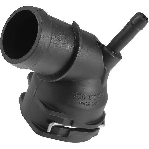 Motoforti Upper Radiator Coolant Hose Connector, for Volkswagen Eos 2009-2016, Plastic, 3C0122291D, Black