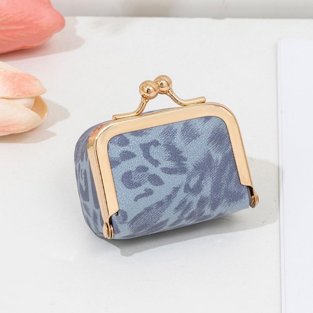 PU Leather Leather Jewelry Bag Square Small Item Bag Elegant Kiss Lock Coin Purse  Ring