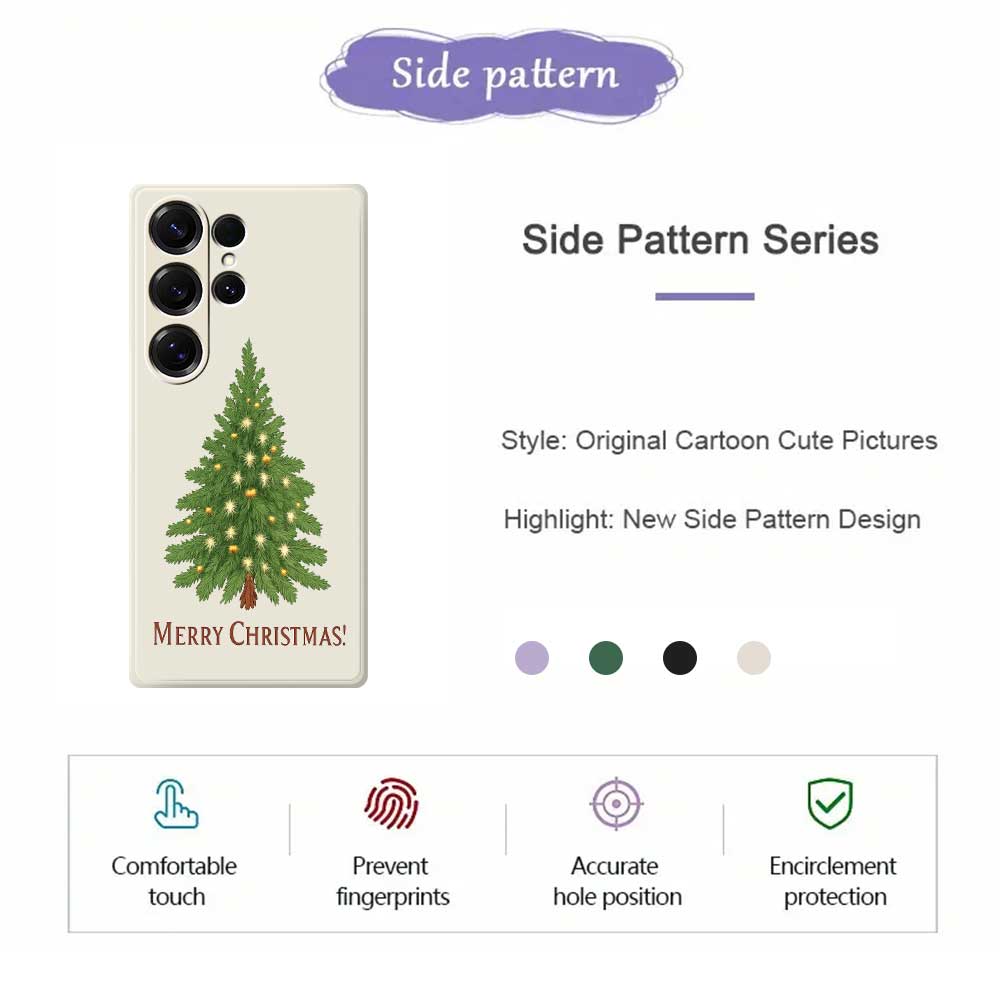 For Samsung Galaxy S25 Ultra Case Christmas Tree Pattern Printing Straight Edge TPU Phone Back Cover