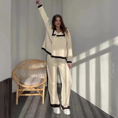 Σετ Δύο Τεμαχίων Καλοκαίρι 2024 Color Block με Πιέτες: Φαρδύ Μακρυμάνικο Τοπ & Φαρδύ Παντελόνι για Γυναίκες