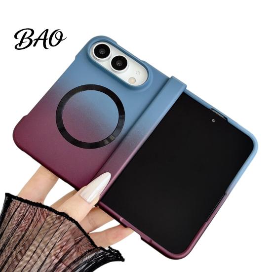 Scratch Resistant Lens Guard Case Magnetic for iPhone, Gradient Skin-like Protective Cover with Built-in Ring Phone Foldable Phones And Hinge