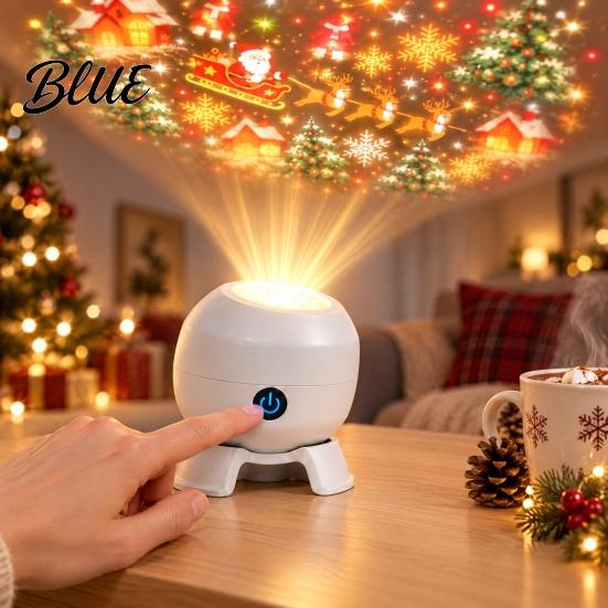 Holiday Party Projection Lamp Christmas Projector Light Santa Sleigh Night 360 Light Degree Rotating for Bedroom Indoor Decor Decorative