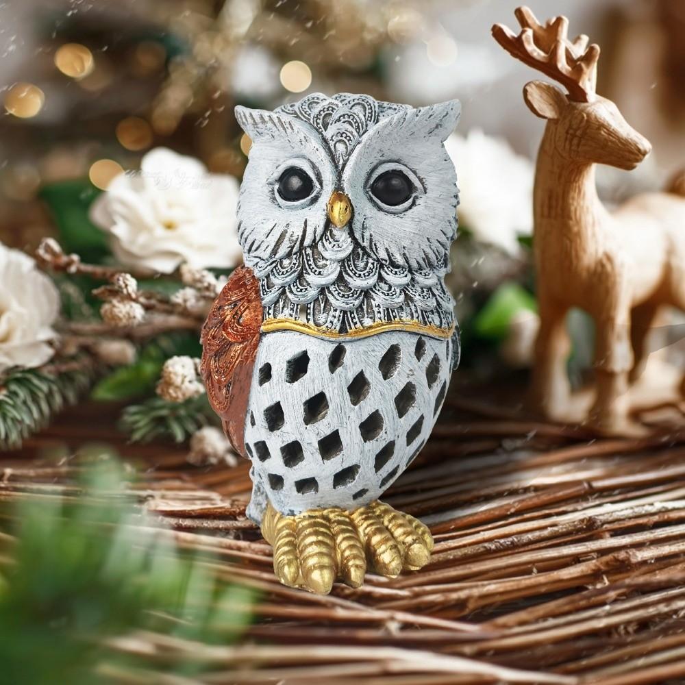 Animal Owl Resin Light Solar Powered Hollow Out Outdoor Projection Lamp Durable Waterproof Garden Decoration Lights
