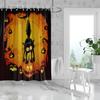 1 Piece 180x180cm Orange Pumpkin Black Cat Print Halloween Shower Curtain Partition Bathroom Waterproof and Mildew Proof