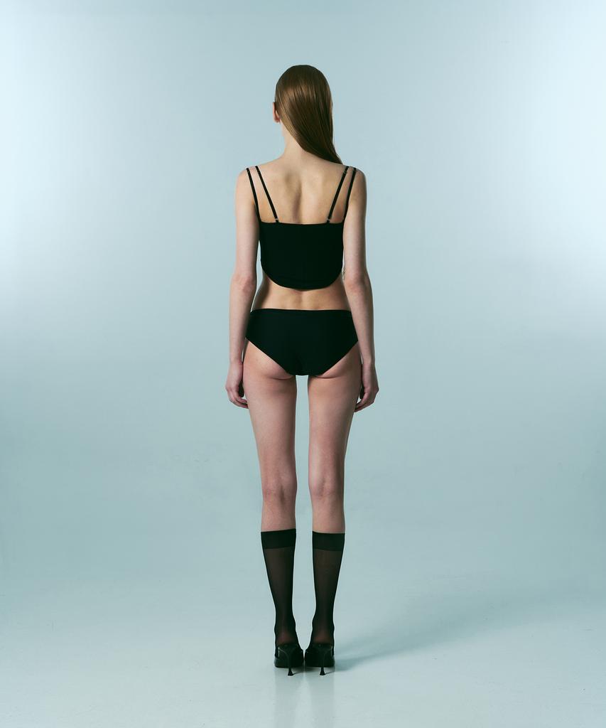 VINAJ Ribbon V-Shirt Half-Top Bikini Bra (Black)