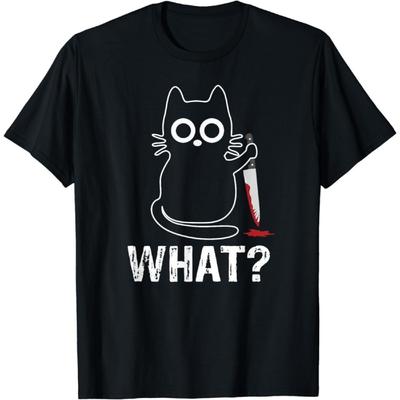 YYUUYUU What_ - Funny Cat with Knife Graphic Design T-Shirt