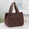 Cute Cartoon Printed Corduroy Versatile Handbag Office Worker Lunch Bento Tote Bag