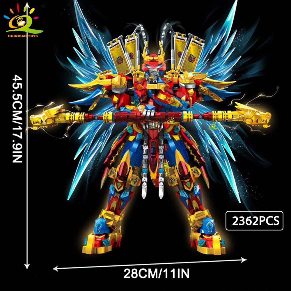 HUIQIBAO SunWuKong Războinic Mech Robot Blocuri de Construcție MOC Chinoiserie Figurina de Acțiune Cărămidă Copii Oraș Construcție Jucărie de Expoziție