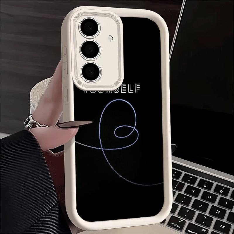 Phone Case for Samsung Galaxy A17 A16 A15 A14 A13 Love Yourself Flower Heart Line Kpop A56 A36 A26 A55 A35 A25 A54 A34 A24 A53 A