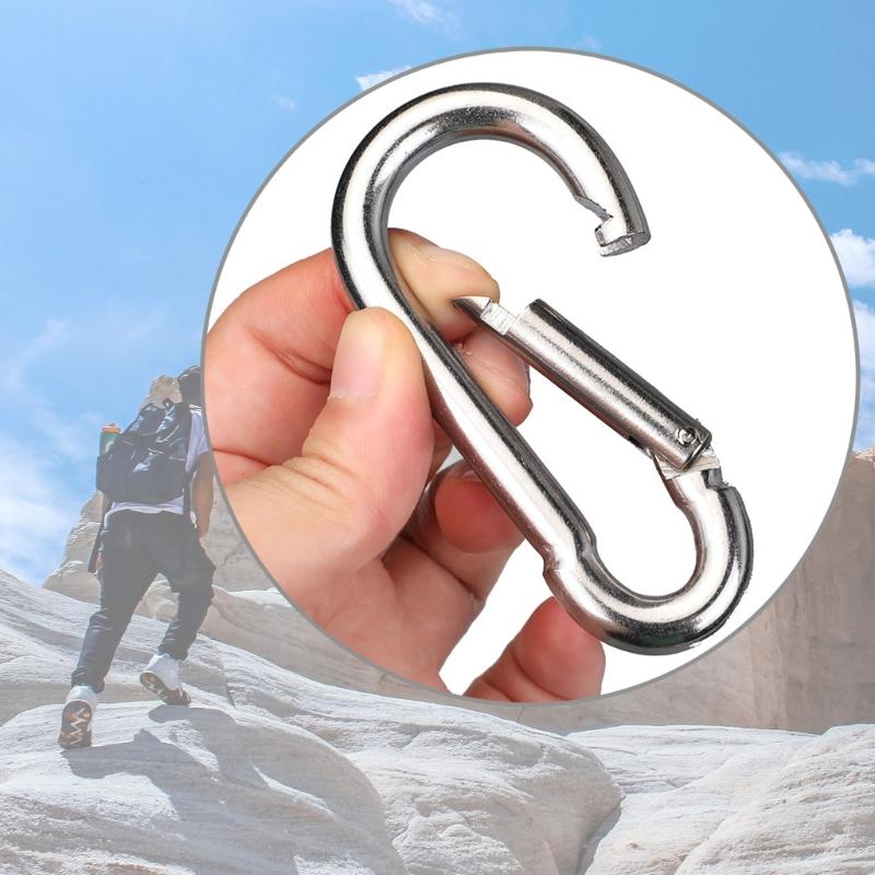 5Pcs Stainsless Steel Spring Snap Hook Carabiner Clip Water Bottle Hook Keychains for Outdoor Camping Fishing Hikings