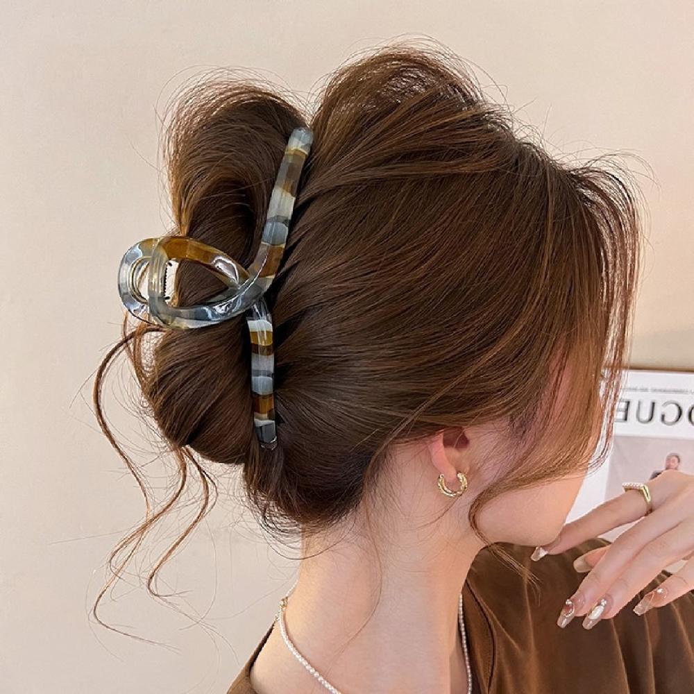 1PC Retro Color Blocking Hair Claw for Women Temperament Hair Decorate Lady Shark Clip Hair Clip Fashion Hair Accessories