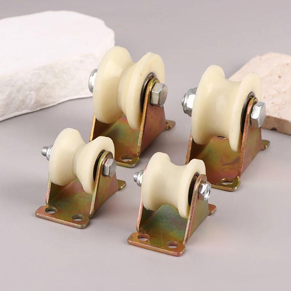 1Pcs New Grooved Nylon Bearing Pulley 30U/V With Stand Heavy Duty Rollers 30mm 45# Rigid Caster Sliding Heel Tool