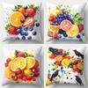 4Pcs Watercolor Fruit Theme Digital Printing Pillow Cover Short Plush Suitable Living Rooms Bedrooms Sofas Throw Cushion Cover