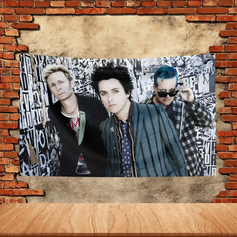 Green Day Band Party Flagge Polyester Bedruckte Fahne Banner Wandteppich für Garten Garage Dekoration Konzert Flagge