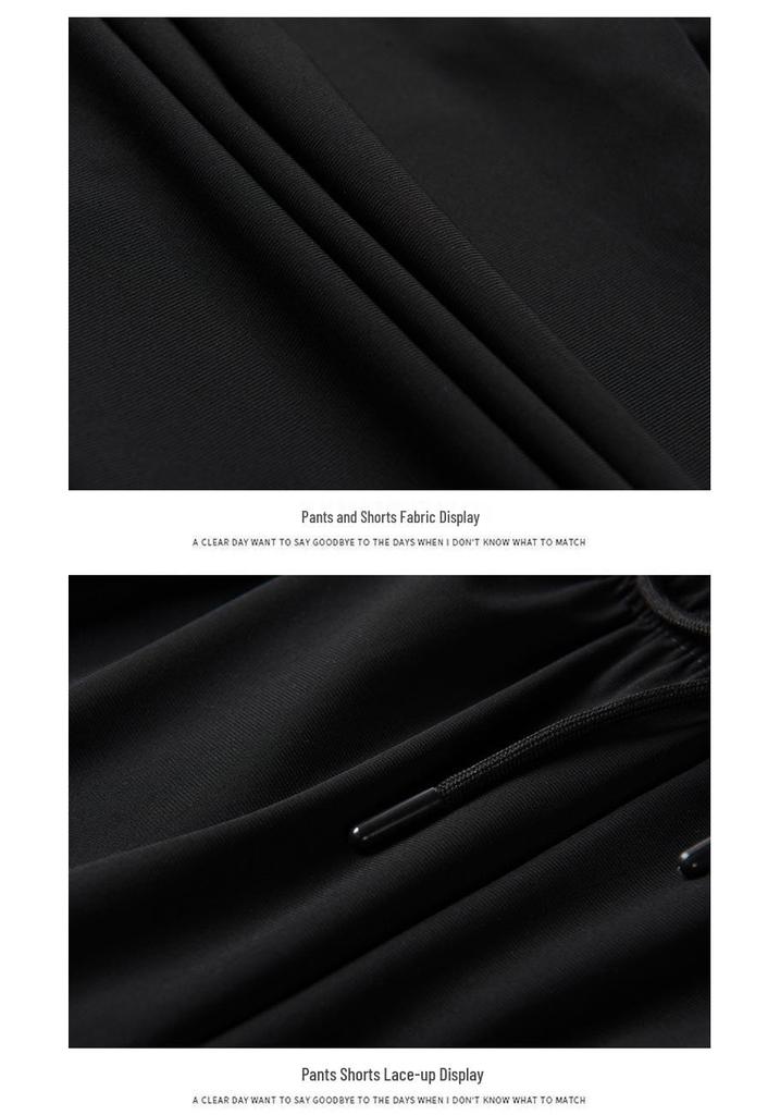 Men's Summer Quick-Dry Ice Silk Solid Color Sports Suit - Large Size Three-Piece Set with Shorts.