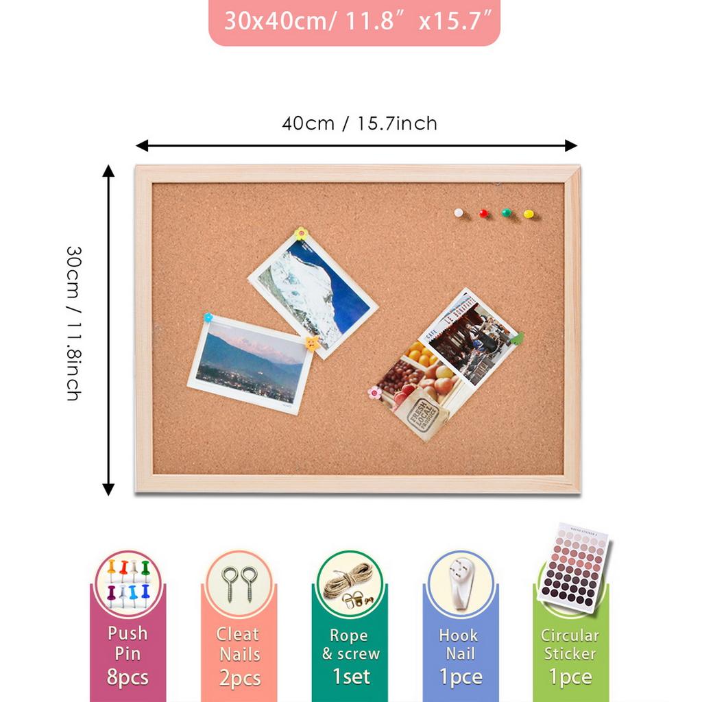Vintage Pine Wood Frame Cork Board Message Board 3 Sizes Available for Photo Display And Bulletin Use