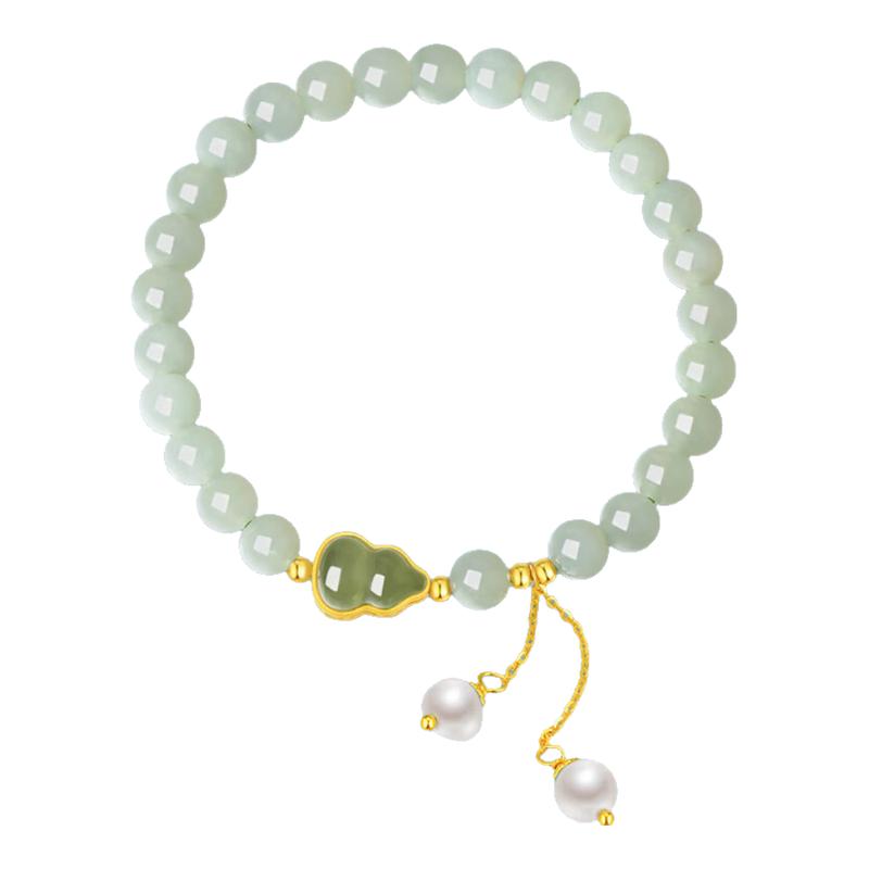 Chow Tai Seng Hetian Jade Gourd Pearl Bracelet