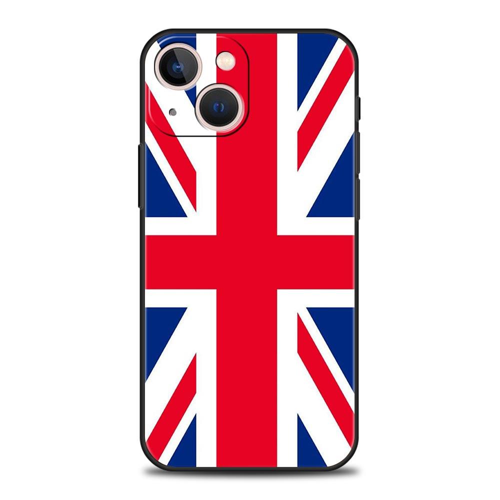 

England UK Flags Phone Case For iPhone 17 16 15 Pro Max 11 12 13 14 7 8 Plus SE 2020 X XR XS Cover Soft Black iPhone XR