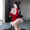 Qiannai Plush Strappy Lingerie: Christmas & New Year Mini Skirt Set (1072).