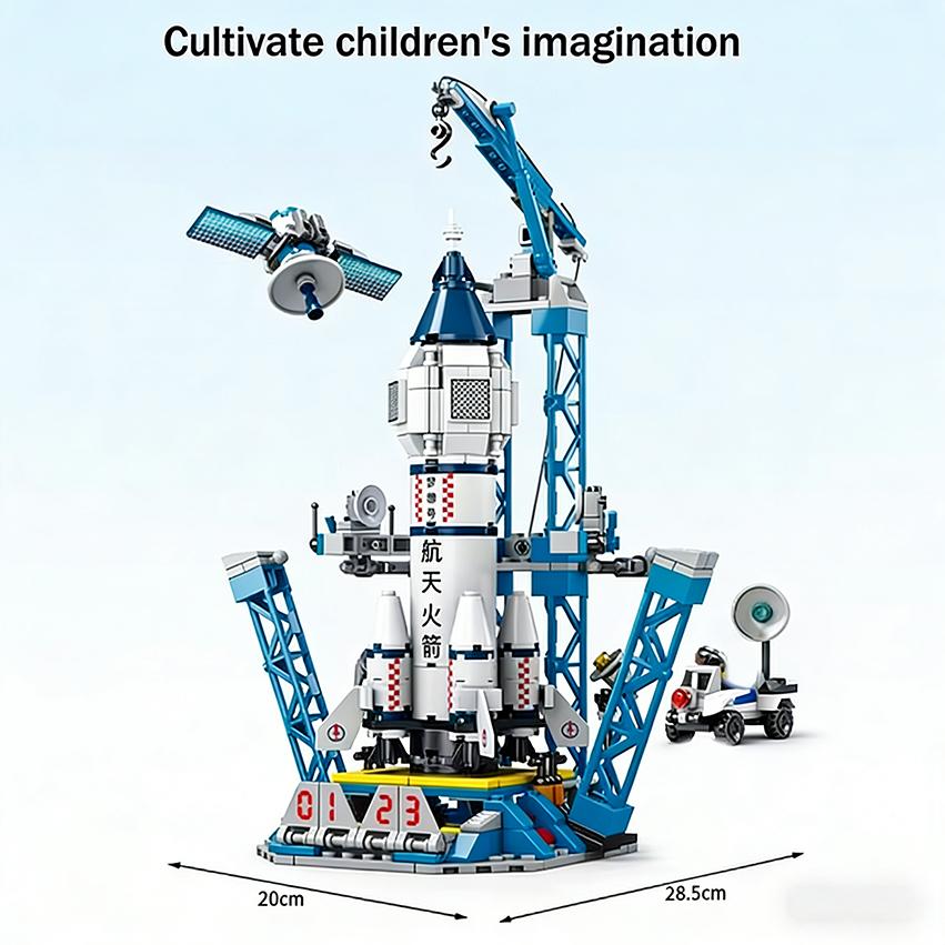 Launch Center Lunar Lander Scale Model Building Block Set Spaceship Spaceport Figure Shuttle Rocket Block Bricks Building Construction Toys Playsets