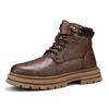 Fashion Men's Lace-Up High Top Shoes Genuine Leather Casual Shoes for Man Retro Motorcycle Boots Fashion Walking Boots Male Ankle Botas