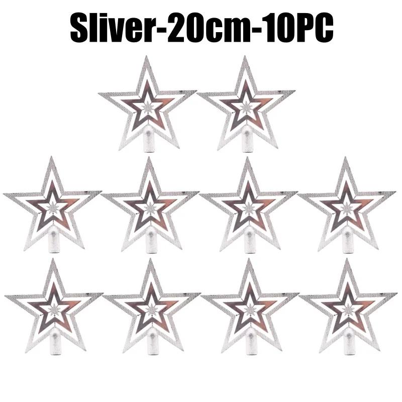 Christmas Tree Topper Star Shiny Glitter Ornament for Xmas Tree Decorations Hanging Pendant Home Holiday Party Supplies