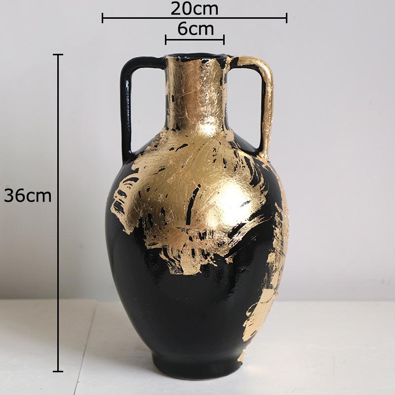 

Gold Foil Patterned Ceramic Vase Creative Plant Pot Table Decoration Flowers Arrangement Floral Vases Room Aesthetic Decor