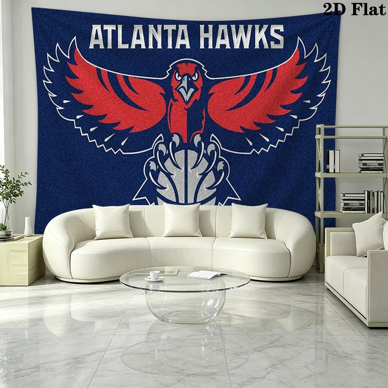 Atlanta Hawks Logo Wall Tapestry Aesthetic Wall Hanging Printed Fabric Blanket Decorative Tapestries for Bedroom Living Room Home Decor