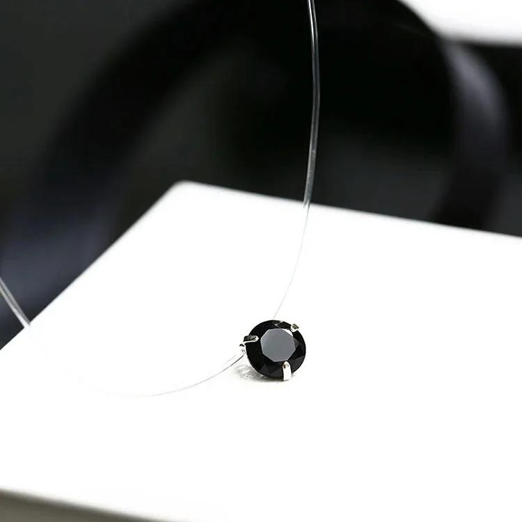 5 Farben Blendendes Zirkon Halskette Unsichtbare Transparente Angelschnur Einfache Anhänger Halskette Schmuck Für Frauen Perlen Schmuck