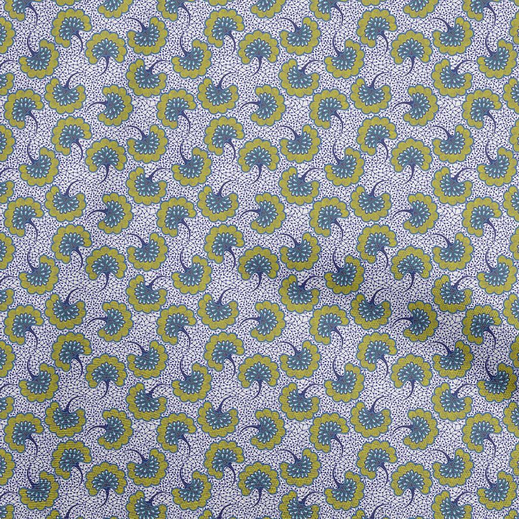 oneOone Cotton Flex Indigo Blue Fabric Asian Japanese Floral DIY Clothing Quilting Fabric Print Fabric by Yard 40 Inch