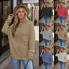 Winter Solid Color Chic Pocket Decoration Crew Neck Women'S Bottoming Knitted Sweater Pullover Sweater
