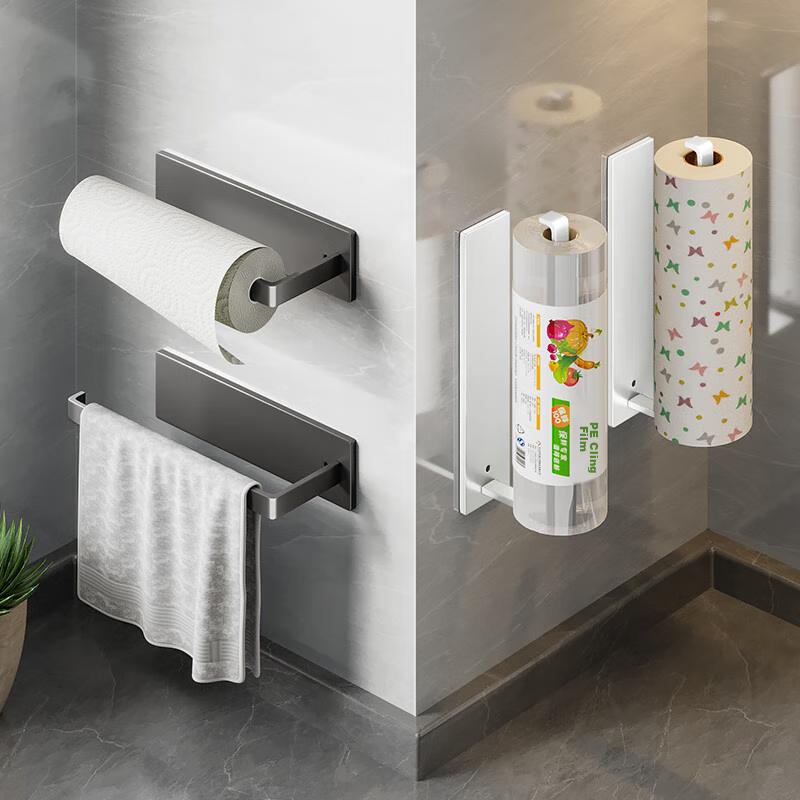 Kitchen Paper Towel Holder, No Drilling Required, Cabinet Roll Paper Rack, Storage Shelf, Kitchen Paper Towels, Plastic Wrap, Hanging Rack