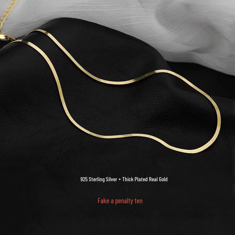 S925 Sterling Silver Elegant Snake Bone Chain Necklace - Women's Minimalist Clavicle Jewelry