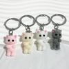 3D Cartoon Flocking Cat Cat  Animal Key Chains Souvenir Gifts For Women Men Car Keys DIY Jewelry Bag Charm