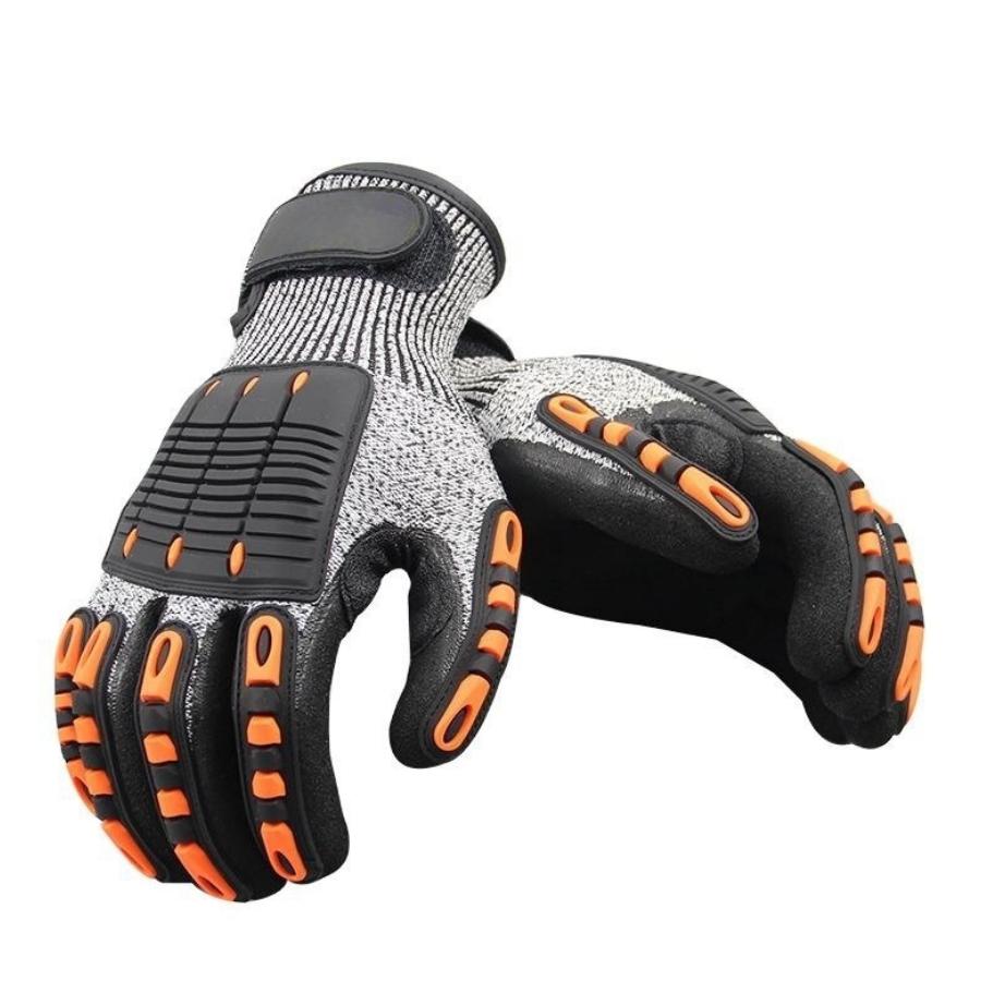 TPR Impact Cut Resistant Work Out Gloves Nitrile Gloves Suppliers Reinforced Carnaza Gloves (Black,L&cut&impact resistant gloves)