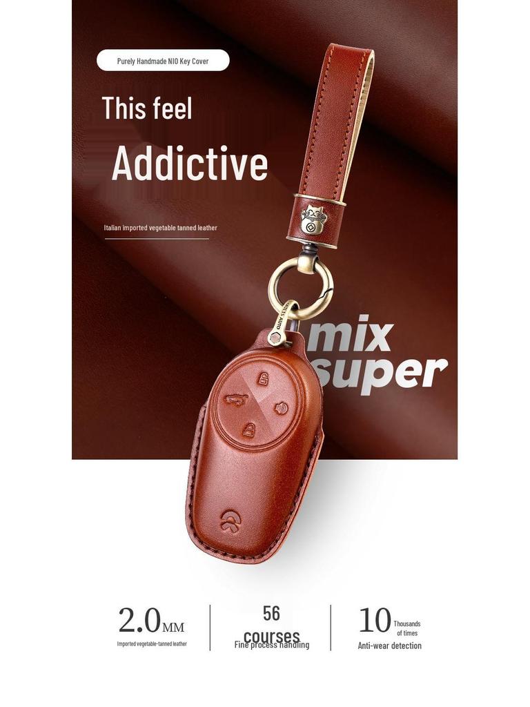 NIO EC6/ES6/ES8 Genuine Leather Key Case with Cowhide Shell & Buckle