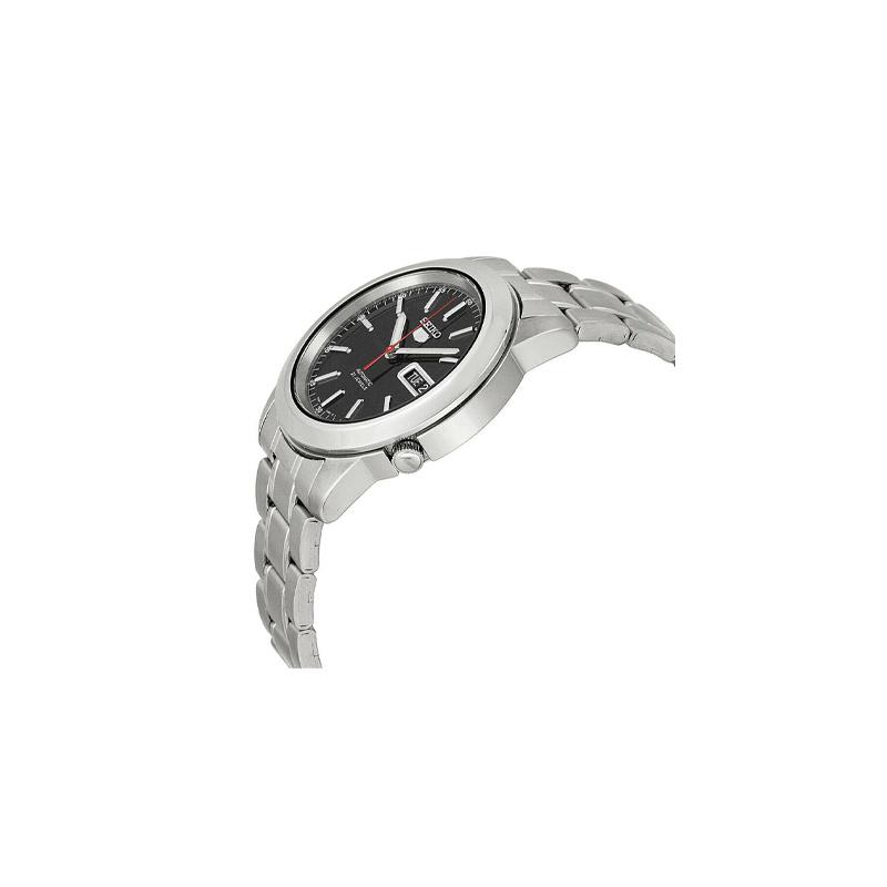 SEIKO seiko5 silver-white men's waterproof mechanical watch date display Automatic Steel Strap men's watch black dial SNKE53K1