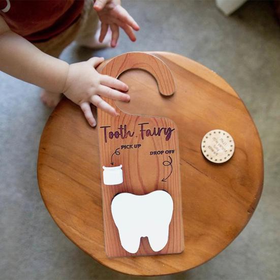 Wooden Tooth Holder Door Hanger Lost Teeth Pick-up Drop-Off Door