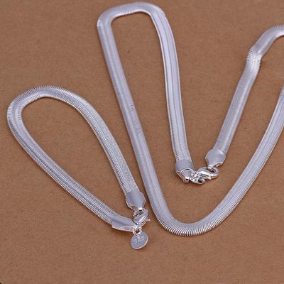 925 Sterling Silber 6MM Schlange Modekette Halskette Armbänder Schmuckset