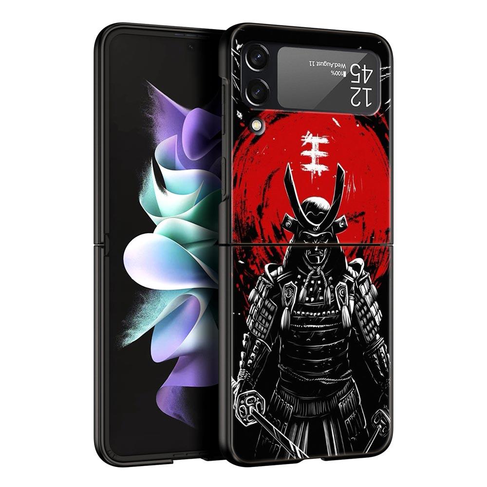 Japanese Bushido Samurai Phone Case For Samsung Galaxy Z Flip3 Flip4 Flip5 Case Shell For Z Flip 3 4 5 6 7 Hard Folding Cover