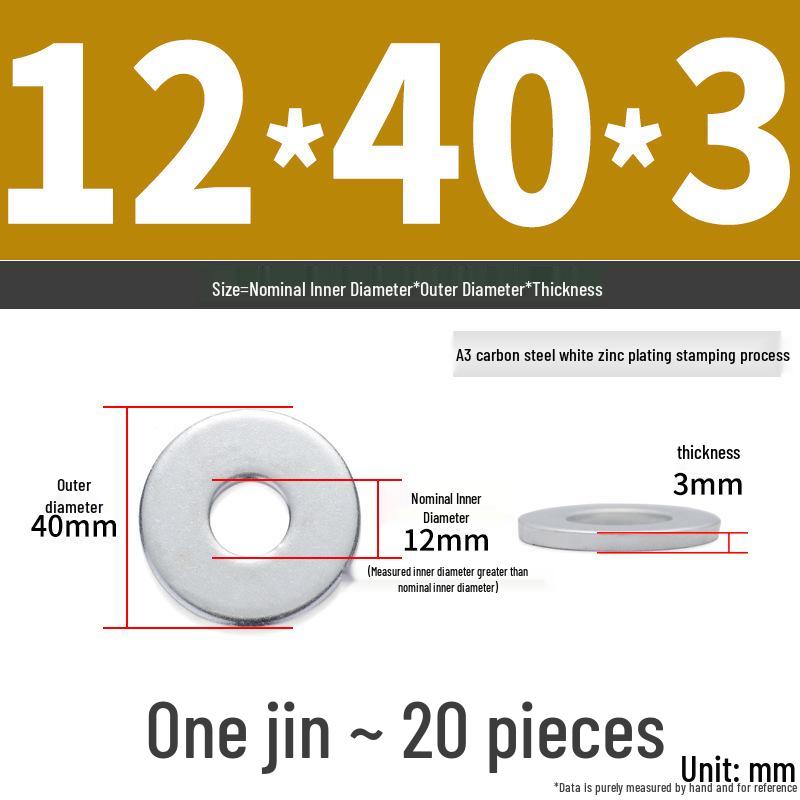 Extra Large Galvanized Metal Flat Washer - Thickened Round Screw Washer M6-M16