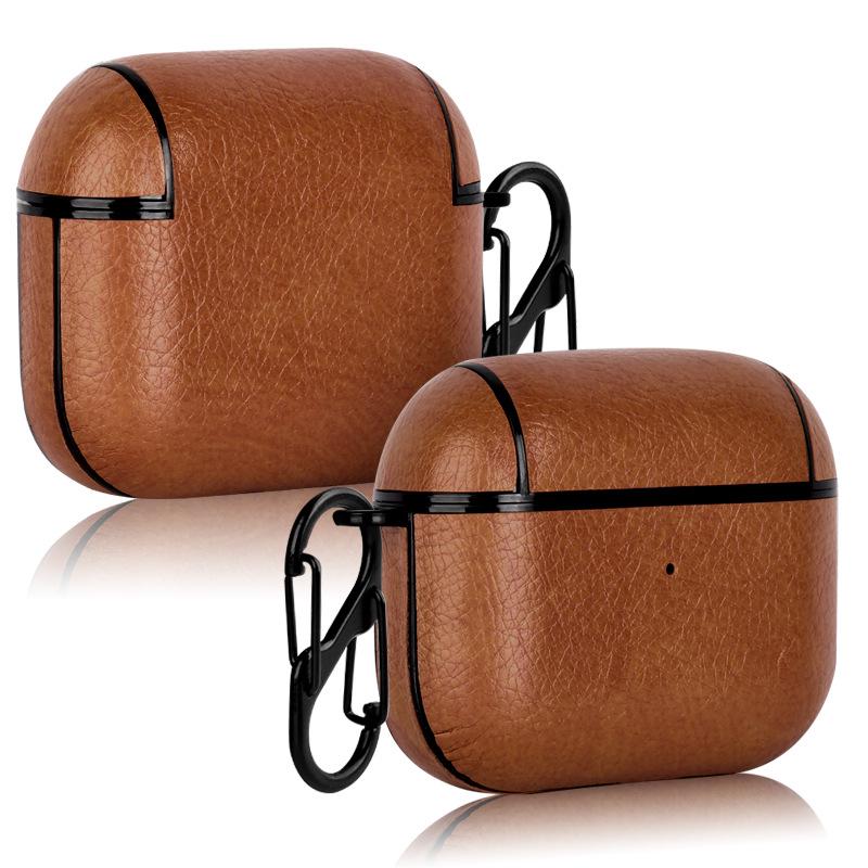 Apple AirPods Pro2 Leather Ear-hook Protective Case AirPods 1/2 Gen светло-коричневого