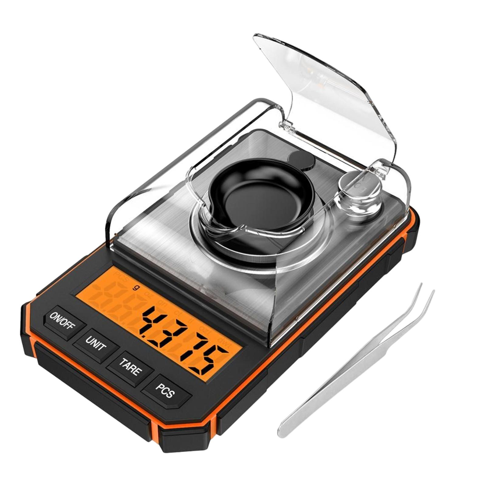 

Portable Jewelry Scale Tare Function Milligram Weighting 6 Units Conversion Jewelry Scale 50g 0.001g LCD Display Multifunction оранжевый