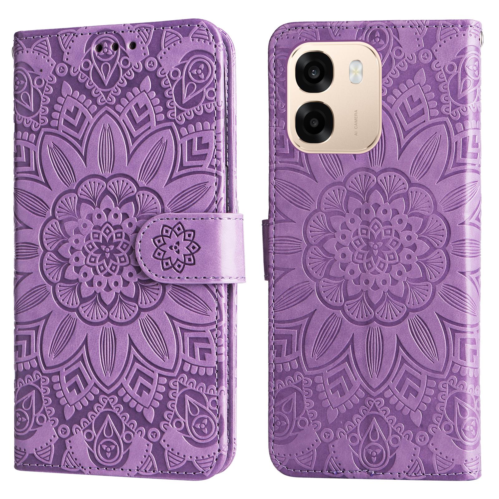 For OPPO A6s 5G Case Sunflower Imprint Leather Wallet Phone Cover