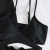 Piece Three Swimsuit Split Womens Set High Waist Ins Overshirt Black Bikini Suits