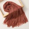 Foreign Trade Silk Scarf Cotton And Linen Headscarf Women'S Spring And Summer Solid Color Japanese And Korean Scarf Sun Protection Warm Shawl Hair